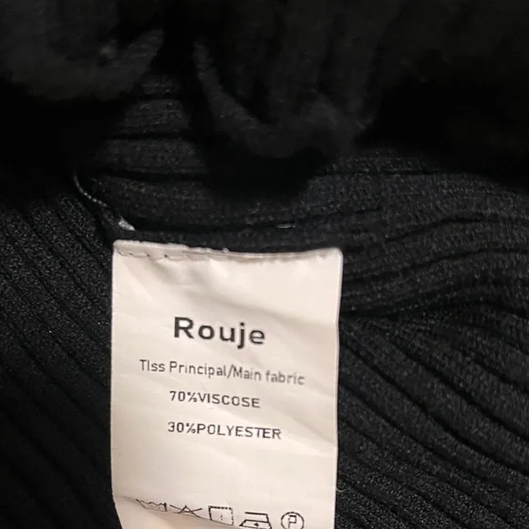 Rouje Black Ribbed Long Sleeve Top with Red Rose Accent - Picture 6 of 8